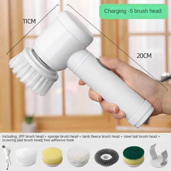Ergonomic Handle Multi-functional Electric Cleaning Brush Kitchen Bathroom Wireless Handheld Power Scrubber Dishes Pots Pans