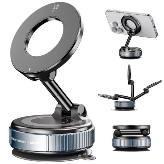 Magnetic Car Phone Holder with 360° Rotation – Universal Suction Cup Mount for Navigation
