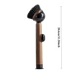 Wood Grain Suction‑Cup Self‑Standing Pot Brush Long Handle Non‑Scratch Liquid Dispensing Kitchen Scrubber