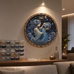12 Signs Pearl Art Kit, Round Constellation Themed DIY Beaded Artwork for Astrology Wall Decor