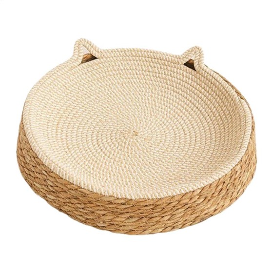 Cat Bed Sofa with Scratch Board, Natural Rattan Weave Pet Sleeping Bed for Cats and Dogs, Wear-Resistant Pet House
