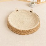 Cat Bed Sofa with Scratch Board, Natural Rattan Weave Pet Sleeping Bed for Cats and Dogs, Wear-Resistant Pet House