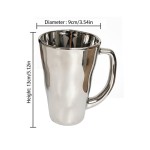 Creative Silver Mug with Handle, Modern Simple Ceramic Coffee Cup, Unique Irregular Shape Milk Water Cup for Home Office Drinkware Gift