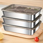 Stainless Steel Rectangular Food Container with Lid, Leak-Proof Storage Box for Kitchen Refrigerator, Microwave Safe Meal Prep Lunch Box