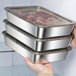 Stainless Steel Rectangular Food Container with Lid, Leak-Proof Storage Box for Kitchen Refrigerator, Microwave Safe Meal Prep Lunch Box