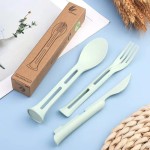 3Pcs Portable Tableware Set, 3 in 1 Detachable Picnic Dinnerware, Reusable Lightweight Camping Utensils with Fork Spoon Knife for Travel Outdoor