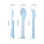 3Pcs Portable Tableware Set, 3 in 1 Detachable Picnic Dinnerware, Reusable Lightweight Camping Utensils with Fork Spoon Knife for Travel Outdoor