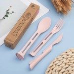 3Pcs Portable Tableware Set, 3 in 1 Detachable Picnic Dinnerware, Reusable Lightweight Camping Utensils with Fork Spoon Knife for Travel Outdoor