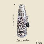 Large Capacity Leopard Print Water Bottle with Bowknot, 500ML Vintage Transparent Drink Cup with Lid, Dual-use Portable Water Cup for Outdoor Travel