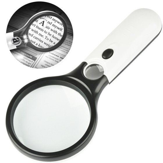 Magnifying Glass with LED Light, 3X 45X Handheld Magnifier with Light, Illuminated Reading Magnifier for Seniors, Jewelry Inspection, Coins and Hobby