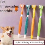 Anti-slip 3-Sided Pet Toothbrush Dog Plastic Removing Tartar Cleaning Mouth Care Cat Accessories