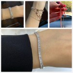 Tennis Bracelet for Women, Sparkling Zircon Rose Gold, Handmade Friendship Gift, Cute Fashion Jewelry H017
