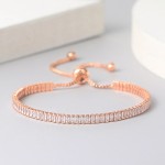 Tennis Bracelet for Women, Sparkling Zircon Rose Gold, Handmade Friendship Gift, Cute Fashion Jewelry H017