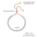 Tennis Bracelet for Women, Sparkling Zircon Rose Gold, Handmade Friendship Gift, Cute Fashion Jewelry H017