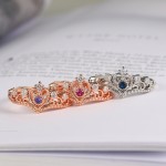 Princess Crown Ring for Women, Luxury Hollow Out Blue Purple Red Zircon, Rose Gold, Fashion Jewelry KBR212