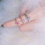 Princess Crown Ring for Women, Luxury Hollow Out Blue Purple Red Zircon, Rose Gold, Fashion Jewelry KBR212