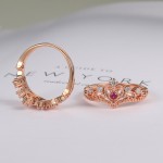 Princess Crown Ring for Women, Luxury Hollow Out Blue Purple Red Zircon, Rose Gold, Fashion Jewelry KBR212