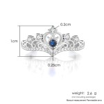 Princess Crown Ring for Women, Luxury Hollow Out Blue Purple Red Zircon, Rose Gold, Fashion Jewelry KBR212