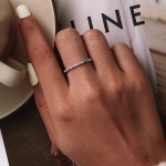 Simple Thin Dainty Ring for Women, Colorful Round Zircon Silver, Stacking Pinky Ring, Fashion Jewelry KCR039