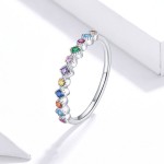 Simple Thin Dainty Ring for Women, Colorful Round Zircon Silver, Stacking Pinky Ring, Fashion Jewelry KCR039