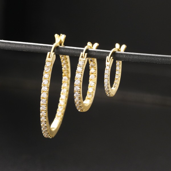 Hoop Earrings for Women, Micro-inlaid Zircon Small & Big Pierced Cartilage Ear Hoops, Punk Jewelry E398