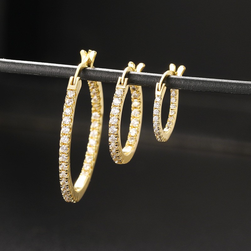 Hoop Earrings for Women, Micro-inlaid Zircon Small & Big Pierced Cartilage Ear Hoops, Punk Jewelry E398