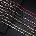 2.5mm Zircon Tennis Bracelet for Women, Asymmetric Paper Clip Chain, Kpop Hand Bracelet, Luxury Jewelry KCH078