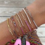 2.5mm Zircon Tennis Bracelet for Women, Asymmetric Paper Clip Chain, Kpop Hand Bracelet, Luxury Jewelry KCH078