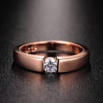 4.5mm Hearts and Arrows Cubic Zirconia Wedding Ring, Rose Gold & Silver Color, Classical Finger Ring R400 R406