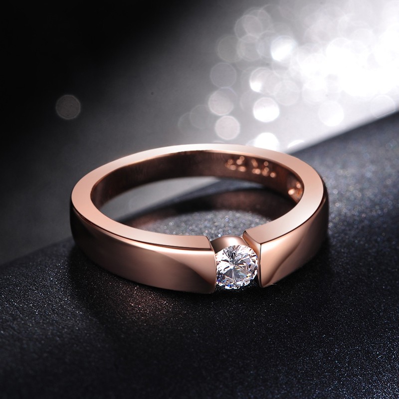 4.5mm Hearts and Arrows Cubic Zirconia Wedding Ring, Rose Gold & Silver Color, Classical Finger Ring R400 R406