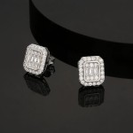 Hip Hop Rock Ear Stud Earrings for Men, Iced Out Cubic Zirconia Bling Cartilage Accessories, Homme Hippie Jewelry OHE143