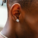 Hip Hop Rock Ear Stud Earrings for Men, Iced Out Cubic Zirconia Bling Cartilage Accessories, Homme Hippie Jewelry OHE143