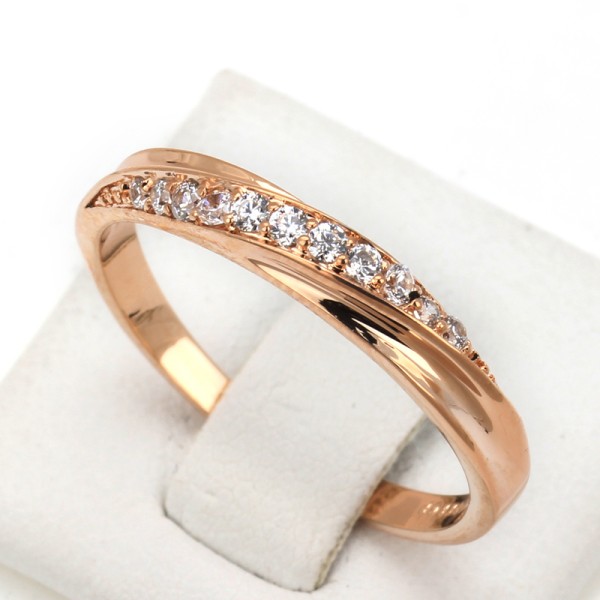 Wedding Ring for Women Lovers, Simple Cubic Zirconia Rose Gold Color Fashion Jewelry R314