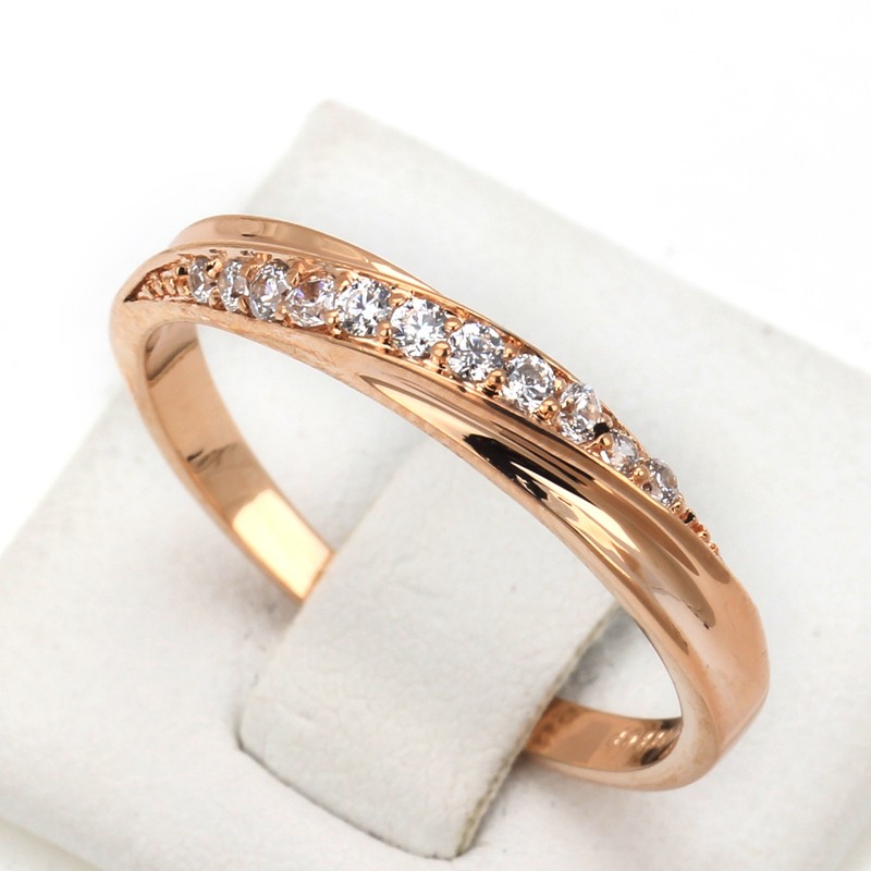 Wedding Ring for Women Lovers, Simple Cubic Zirconia Rose Gold Color Fashion Jewelry R314