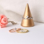 Minimalist Crystal Promise Ring for Women, Simple Round Cubic Zirconia Rose Gold Color, Daily Wear Fashion Jewelry