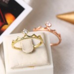 Minimalist Crystal Promise Ring for Women, Simple Round Cubic Zirconia Rose Gold Color, Daily Wear Fashion Jewelry