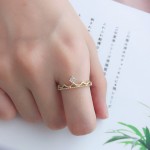 Minimalist Crystal Promise Ring for Women, Simple Round Cubic Zirconia Rose Gold Color, Daily Wear Fashion Jewelry
