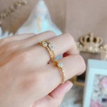 Trendy Korean Women Dainty Ring, Concise Geometry Zirconia Gold Color Stacking Rings, Crystal Jewelry R742
