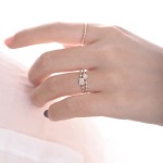 Trendy Korean Women Dainty Ring, Concise Geometry Zirconia Gold Color Stacking Rings, Crystal Jewelry R742