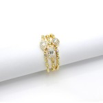 Trendy Korean Women Dainty Ring, Concise Geometry Zirconia Gold Color Stacking Rings, Crystal Jewelry R742