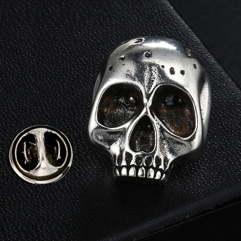 Punk Style Skull Head Brooch, Gothic Backpack Badge Ghost Head Clothing and Bag Pins, Fashion Men Women Halloween Gift OHX001