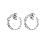 Iced Out Snake Earrings for Women, Ins Trend Green Eye Zircon Gold Color Hyperbole Ear Hoops, Girls Cartilage Accessories KCE258