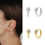 Iced Out Snake Earrings for Women, Ins Trend Green Eye Zircon Gold Color Hyperbole Ear Hoops, Girls Cartilage Accessories KCE258