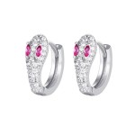 Iced Out Snake Earrings for Women, Ins Trend Green Eye Zircon Gold Color Hyperbole Ear Hoops, Girls Cartilage Accessories KCE258