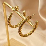 Twisted Hoop Earrings for Women, Trend Stainless Steel C Shape Earings, Minimalist Fashion Jewelry Tarnish Free KAE273