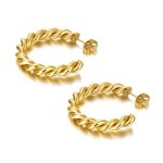 Twisted Hoop Earrings for Women, Trend Stainless Steel C Shape Earings, Minimalist Fashion Jewelry Tarnish Free KAE273