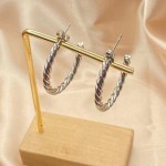 Twisted Hoop Earrings for Women, Trend Stainless Steel C Shape Earings, Minimalist Fashion Jewelry Tarnish Free KAE273