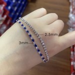 Tennis Bracelets for Women, Simple Blue Round Zircon Rose Gold Color Girls Bracelet, Fashion Korean Jewelry H055