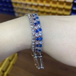 Tennis Bracelets for Women, Simple Blue Round Zircon Rose Gold Color Girls Bracelet, Fashion Korean Jewelry H055