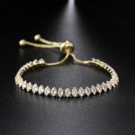 Adjustable Women Hand Chain, Simple Eye Shaped Crystal Tennis Bracelet, Fashion Jewelry for Friends